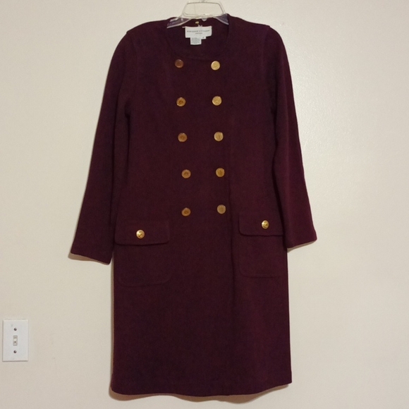 Vintage Adrienne Vittadini Knit Dress Maroon Women's Size 8 - Picture 2 of 10